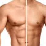 תמונה חצויה של חצי גוף שרירי וחצי גוף רזה