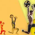 גבר שרירי מרים מוט עם משקולות ומבצע אימון שרירי ליבה