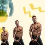 גבר חטוב בלי חולצה מכווץ את השרירים