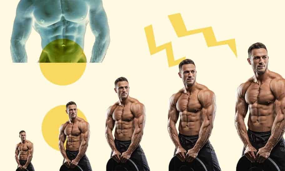 גבר חטוב בלי חולצה מכווץ את השרירים